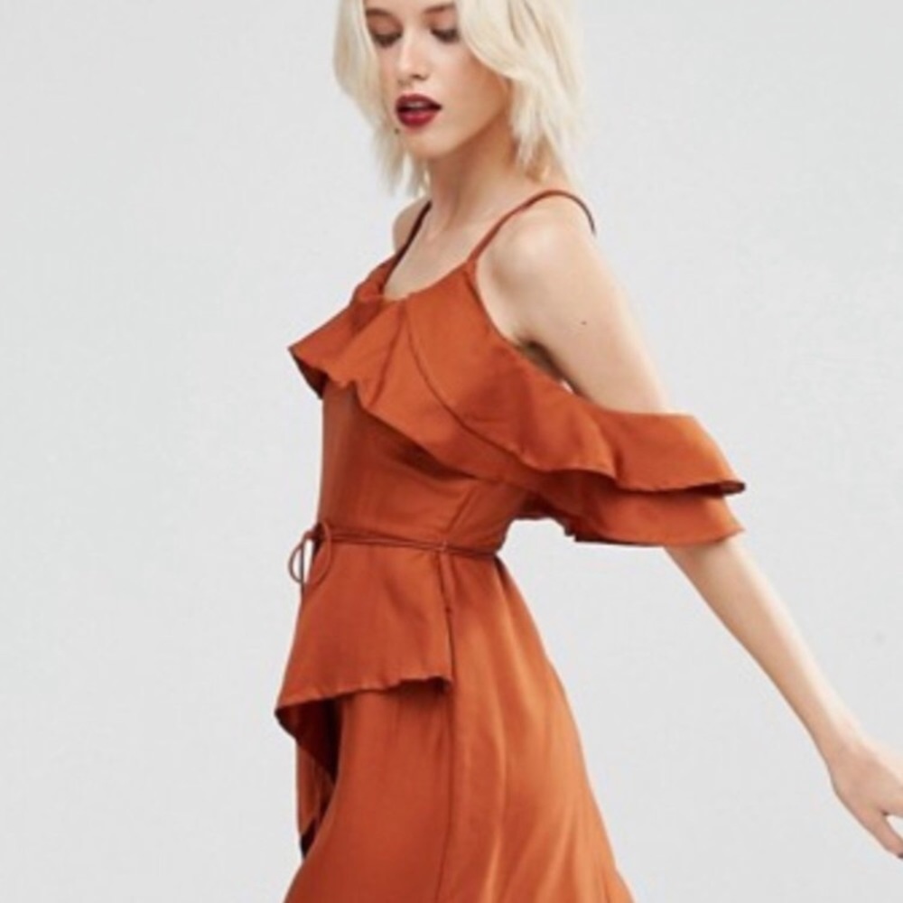 ASOS Cold Shoulder Copper/ Rust Formal Dress